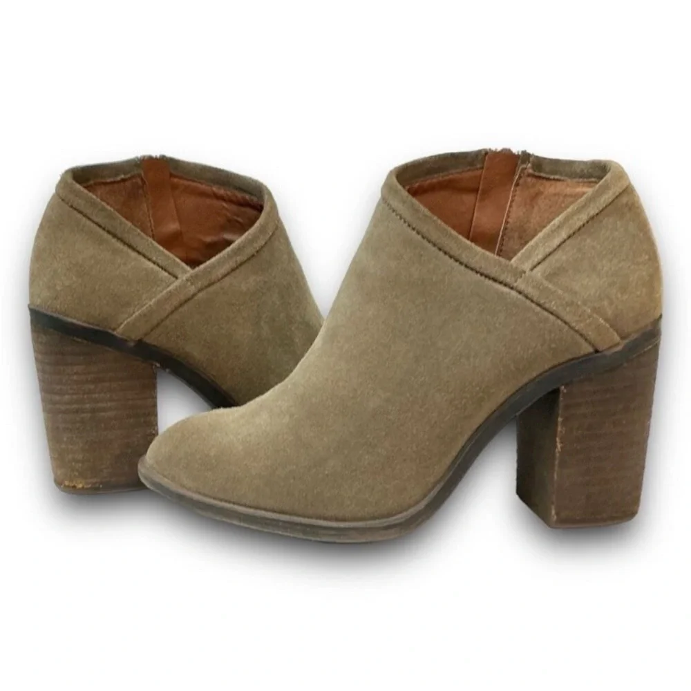 Lucky Brand LK-Salza Leather Suede Zip Up Salza Booties Ankle Boots